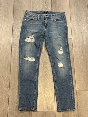 Just Black Distressed Mid Blue Skinny Jeans
